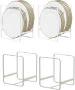 SKYLEAF 2PCS Large Dish Holder Dish Rack Bowl and Plates Organizer for Kitchen Cabinet Metal Dish Drying Stand After Wash Space Saving Plate Dish Storage for Cabinet Countertop Kitchen Organizer