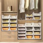 GGEROU Stackable Plastic Storage Basket for Closet,Foldable Clothes Organizer Storage Drawer Shelf Container,Closet Organizers and Storage Bins for Wardrobe Cupboard Kitchen Bathroom Office (4 Pcs) - Image 2
