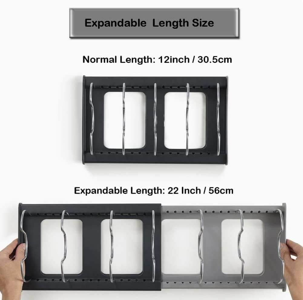 51qxOTWZuOL._AC_SL1001_.jpg VIO® 2 Pack Pan Pot Lid Rack Organizer Kitchen 7 Tier Adjustable Rack with Steel Seperators for Kitchen Cabinet Countertop Cupboard Storage Shelf Cookware Drying Shelf Expandable Up To 22 Inches - Image 1