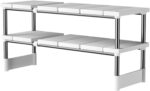 2 Tier Kitchen Sink Dish Rack, Expandable Under Sink Storage with 5 Removable Panels, Expandable Cabinet Shelf Organizer, Under Shelf Storage Organize Rack Holder for Kitchen, Bathroom