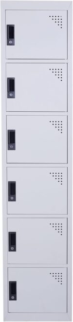 RIGID 6 Door Steel Storage Locker with Shelves | Metal Cabinet for Home, School & Office | Secure Key Lock System, Plastic Handles, Multi-Compartment Organizer, Grey (45D x 38W x 180H cm) Assembled - Image 8