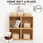 Storage Basket with Handles - Foldable Basket Organizer for Shelves, Wardrobe, Clothes - Size M (36×26×16 cm) - Beige - Image 7