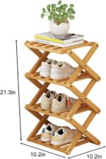 Foldable Bamboo Shoe Rack Space-Saving Wooden 5-Tier Storage Shelf for Entryway Sturdy Design Large Capacity Shoe Holder for Shoes - Image 3