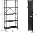 5-Tier Metal Shelf nizer with Wheels - Collapsible Kitchen Storage Rack for Living Room, Sturdy & Foldable Shelving Unit, Space-Saving Design for Easy Mobility - Image 2