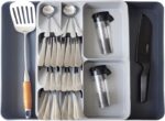 Silverware Organizer, KASTWAVE Expandable Cutlery Drawer Organizer, Adjustable Plastic Utensil Tray for Forks, Spoons & Knives, Space-Saving Storage for Home & Kitchen, Large Grey