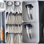 Silverware Organizer, KASTWAVE Expandable Cutlery Drawer Organizer, Adjustable Plastic Utensil Tray for Forks, Spoons & Knives, Space-Saving Storage for Home & Kitchen, Large Grey
