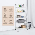 Storage Shelving Rack Unit Heavy Duty Organizer Kitchen Storage Rack Metal Plant Stand Shelf for Laundry Bathroom Kitchen Pantry Closet Indoor/Outdoor (White, 5-Tier) - Image 4