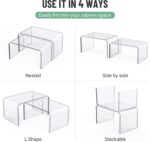 U-HOOME Clear Crylic Cabinet Shelf Organizer,2 Pack Kitchen Spice Rack Organizer for Cabinet,Stackable Desk Shelf Countertop Pantry Organization and Storage for Dishes, Soda Cans and Cup - Image 7