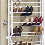 IN.HOUSE Over The Door Shoe Rack,foldable Space Saver Shoe Storage Shelf Non-slip Metal Wall Hanging Shoe Organizer For Boots Sneaker High Heels-white 55x19x180cm(22x7x71inch)