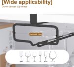 Beauenty Wine Glass Holder 2PCS Stemware Rack Hanger Under Cabinet Wine Glass Rack Kitchen Hanging Glass Storage Rack Organizer,Black - Image 4
