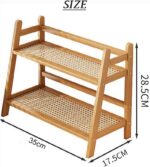 Kitchen Table Spice Rack, Household 2 Tier Mug Storage, Cabinet Coffee Cup, Mug Asphalt Shelf, Simple Bamboo Flower Holder Bookshelf (Wood Colour, Large) - Image 7