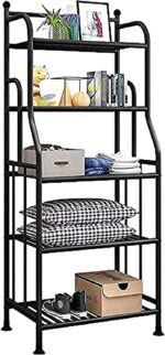 Storage Shelving Rack Unit Heavy Duty Organizer Kitchen Storage Rack Metal Plant Stand Shelf for Laundry Bathroom Kitchen Pantry Closet Indoor/Outdoor (5-Tier, Black)
