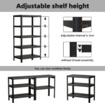 WWI Storage Shelves Metal Shelves Steel Rack 180cm Five Layers Metal Storage Rack Height Adjustable Storage Shelves (black1, 90 * 40) - Image 6