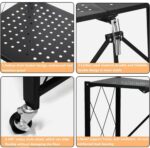 5-Tier Metal Shelf nizer with Wheels - Collapsible Kitchen Storage Rack for Living Room, Sturdy & Foldable Shelving Unit, Space-Saving Design for Easy Mobility - Image 4