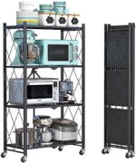 4 Tier Foldable Storage Shelf Unit Heavy Duty Storage Black