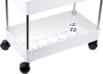 Made for Amazon Plastic Space Saving Storage Organizer Rack Shelf with Wheels(2 Lock,2 Unlock) for Kitchen, Office, Bathroom and Bedroom (5 Layer, White) - Image 4