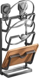 URbazaar Pot Lid Organizer Rack, 3 Tier Pot Lids Holder for Cabinet Door,Wall Mount, Pot Lid Rack Holder for Kitchen Storage with No Drilling Adhesive - Image 9