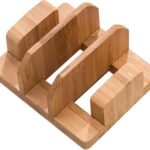 X spring Cutting Board Organizer, Adjustable Bamboo Storage Rack for Kitchen Cabinet, Multi-Purpose Holder for Lids, Pans, Baking Trays, and Plates, Space Saving Design for a Tidy and Efficient Home