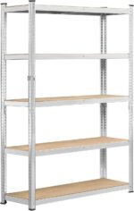 Beauenty Storage Shelves,Metal Shelves,Storage Rack 180cm, 5 Layers (80 KG Loading Capacity Per Shelf) Metal Storage Rack Height Adjustable Storage Shelves (White, A)