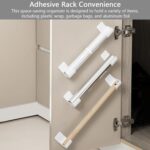 4pcs No-Drill Kitchen Storage Rack with Adhesive Hooks Space-Saving Garbage Trash Bag Holder Dispenser, Kitchen Organizer for Foil Wraps and Bags Wall-Mounted and Cabinet Door Storage Solution - Image 4