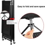 3-Tier Foldable Shelving Unit Bookshelf with Wheels, Kitchen Island Trolley Storage Rack Microwave Oven Shelf Unit Cart for Home Kitchen - Image 5