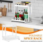 Pull Out Spice Rack Organizer,Standing Shelf Jars Storage Holder, Foldable Seasoning Shelf Organizer for Kitchen Storage, For Countertop and Cabinet (White) - Image 2