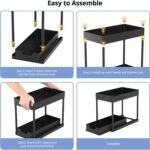 Jorunb Under Sink Organizer, 2 Tier Bathroom Cabinet Organizer with Sliding Basket, Multi-Purpose Under Sink Organizers and Storage for Bathroom Kitchen (4 Hooks) - Image 5