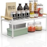 U-HOOME Kitchen Cabinet Pantry Shelf,Cupboard Stand Spice Rack Organizer,Stackable Countertop Organization and Storage For Kitchen Bathroom Office (1 pack-White Large)