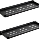 Folding Wall Shelf for Bathroom – 2-Tier Foldable Metal Floating Shelves with 90° Fold-Up Design, Wall Mounted Drop-Down Shelves for RV, Laundry Room, Toilet, Waterproof Durable Storage (2Pack,Black)