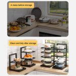 ROUNY Kitchen Pots And Pans Organizer For Cabinet, 3 Tiers Heavy Duty Pan Rack Under Sink Storage,Adjustable Metal Pan Rack & PotLid Holder for Kitchen Organizers and Storage - Image 3