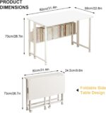 Mobile Computer Desk, Folding Desk With Storage Shelf, Home Office Desk With Wheels For Computer Workstation (With shelve, 80 x 58 x 75 CM) - Image 3