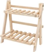 Zerodis Storage Racks Tiers Space Saving Wooden Shelf Foldable Desktop Bookshelf Double Layer Shelf for Top of Desk Office Storage Rack for Office Study Kitchen Dorm Desk Organizer - Image 6