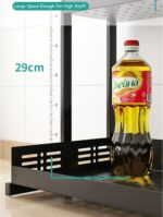 Tycom Pull Out Spice Rack Organizer For Countertop and Cabinet, Standing Shelf Jars Storage Holder, Foldable Seasoning Shelf Organizer for Kitchen Storage,2 Layer White. - Image 4