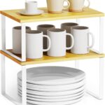 Kitchen Countertop Organizer, Kitchen Organizers and Storage Cabinet Shelf, Expandable Stackable Kitchen Storage Shelf Spice Rack, Kitchen Pantry Organizer Bathroom Counter Organizer (Natural Beige)