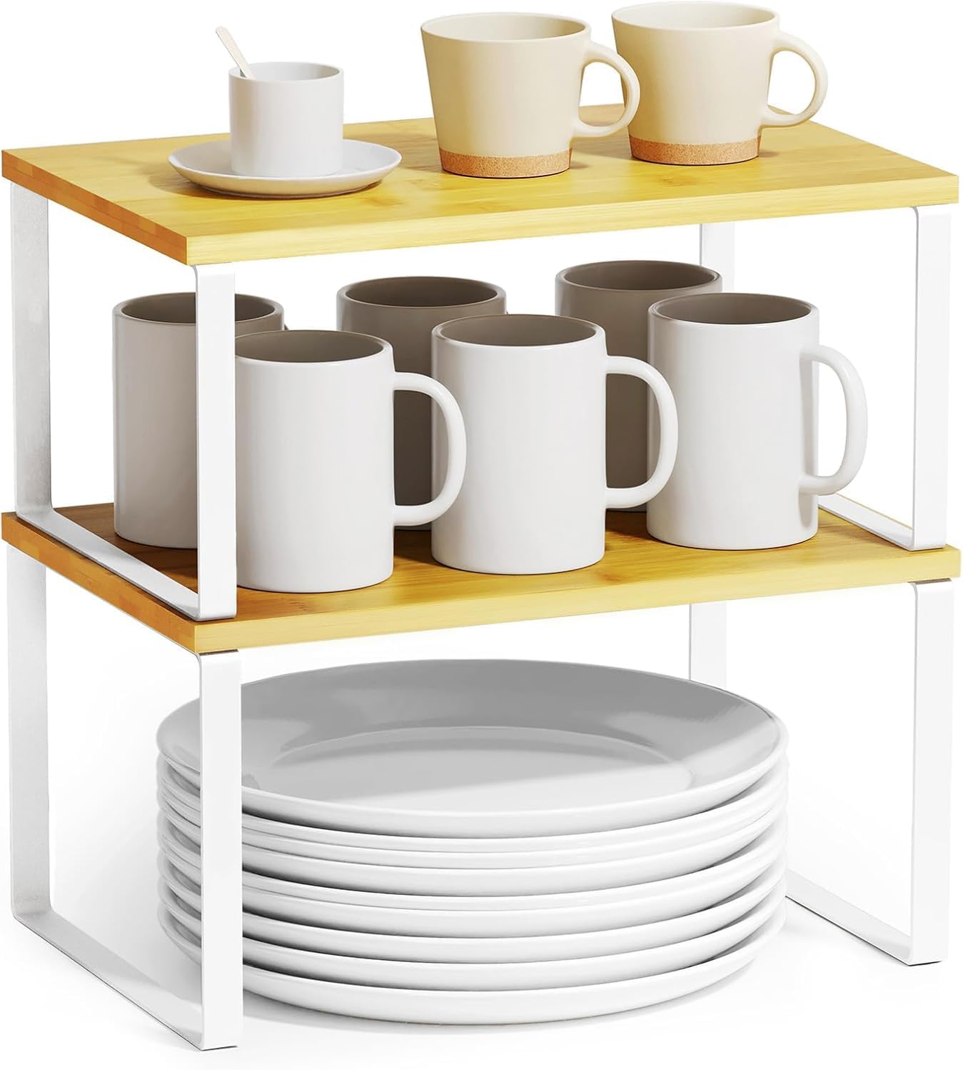 617yTfCnDAL._AC_SL1500_.jpg Kitchen Countertop Organizer, Kitchen Organizers and Storage Cabinet Shelf, Expandable Stackable Kitchen Storage Shelf Spice Rack, Kitchen Pantry Organizer Bathroom Counter Organizer (Natural Beige) - Image 1