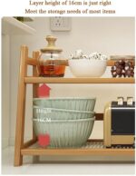 Kitchen Table Spice Rack, Household 2 Tier Mug Storage, Cabinet Coffee Cup, Mug Asphalt Shelf, Simple Bamboo Flower Holder Bookshelf (Wood Colour, Large) - Image 9