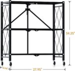 HealSmart 3-Tier Foldable Metal Shelves Heavy Duty Storage Shelving Unit with Wheels, Organizer Shelves for Garage Kitchen Holds up to 750 lbs Capacity, Black - Image 7