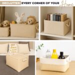 Storage Basket with Handles - Foldable Basket Organizer for Shelves, Wardrobe, Clothes - Size M (36×26×16 cm) - Beige - Image 3