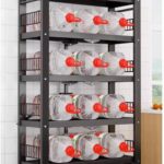 5-Tier Folding Storage Shelves, Rolling Heavy Duty Collapsible Shelves With Wheels, Metal Shelving Units Storage Rack For Kitchen Garage Shelf, Black, No Assembly