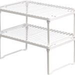 Amazon Basics Stackable Metal Kitchen Storage Shelves, Set of 2 - White