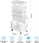 ANTOLE 5 Tiers Movable Bookshelf Cart with Wheels, Removable Unique Bookcase,for Home and School Desk Side Books and Magazine Holder Space Saving - Image 2