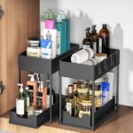 AMERTEER Under Sink Organizers And Storage Pull Out Sliding Drawer - 2 Tier Multi-Purpose Kitchen Under The Sink Organizer Under Bathroom Sink Shelf Storage Rack For Countertop Laundry Cabinet - Black - Image 4