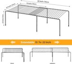 ALMEKAQUZ Freezer Shelf Organizer, Expandable Cabinet Storage Shelf with Rustproof Metal Wire, Adjustable Kitchen Cabinet Organizer Spice Rack for Frige, Pantry, Cupboard, Countertop - Black - Image 3