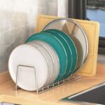 Dish Rack Plates Holder 2-Pack Set – Plate and Bowl Organizer for Cabinet Space Saver, Pan Lid Organizer, Kitchen Storage for Plates, Bowls, Cups, Lids, Cutting Boards, and Spatulas - Image 4