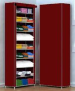 YouCopia Collapsible Wardrobe 9 Shelves Storage Clothes Storage Rack Quick Wardrobe/Cabinet/Multipurpose Storage Rack, Foldable, Collapsible Fabric Organizer (Maroon)