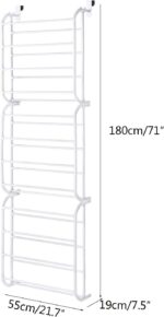 IN.HOUSE Over The Door Shoe Rack,foldable Space Saver Shoe Storage Shelf Non-slip Metal Wall Hanging Shoe Organizer For Boots Sneaker High Heels-white 55x19x180cm(22x7x71inch) - Image 3