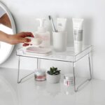 FINESEET Stackable Cabinet Shelf, Acrylic Kitchen Cabinet Organizers and Storage, Foldable Cabinet Shelf Rack, Kitchen Counter Shelves for Pantry Cupboard (Natural) - Image 2