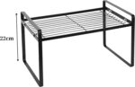 HOME DWELL Kitchen Cabinet Organizer Shelf 32 cm, Kitchen Shelf Riser for Cabinets & Countertops, Wire Rack Storage Organizer for Mugs, Plates & Pantry, Black - Image 3