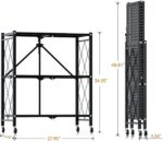 HealSmart 3-Tier Foldable Metal Shelves Heavy Duty Storage Shelving Unit with Wheels, Organizer Shelves for Garage Kitchen Holds up to 750 lbs Capacity, Black - Image 3