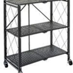 Storage Rack 4 Tier Shelving Units For Storage, Multipurpose Storage Shelves With 4 Wheels, Foldable, Heavy Duty Storage Shelving Unit Metal Modern Small Storage Rack